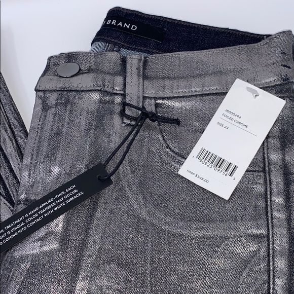 J Brand Selena Mid Rise Crop Jeans Foiled Chrome - Picture 5 of 10